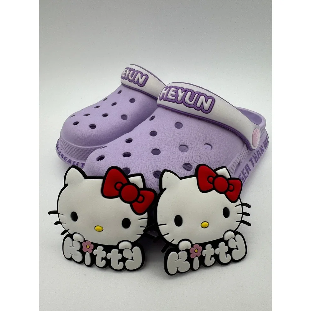 Kids Purple Clogs Size 11-12 Charms Cute Slip On Sandals Lightweight‎